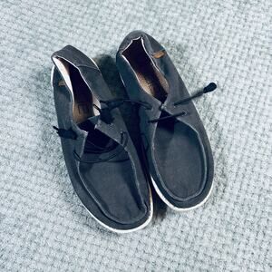 HEY DUDE Navy Blue Boat Comfort Lounge Shoes Wendy Chambray Off Black 11